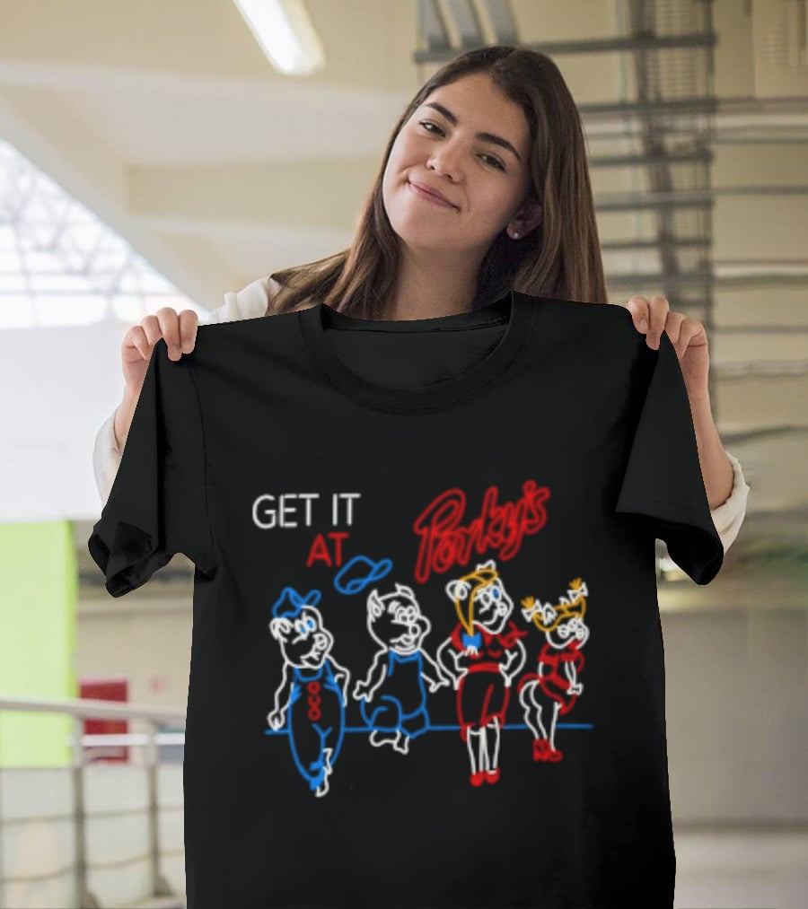 GET IT AT PORKY'S 80s MOVIE NEON SIGN CHARACTERS T-Shirt