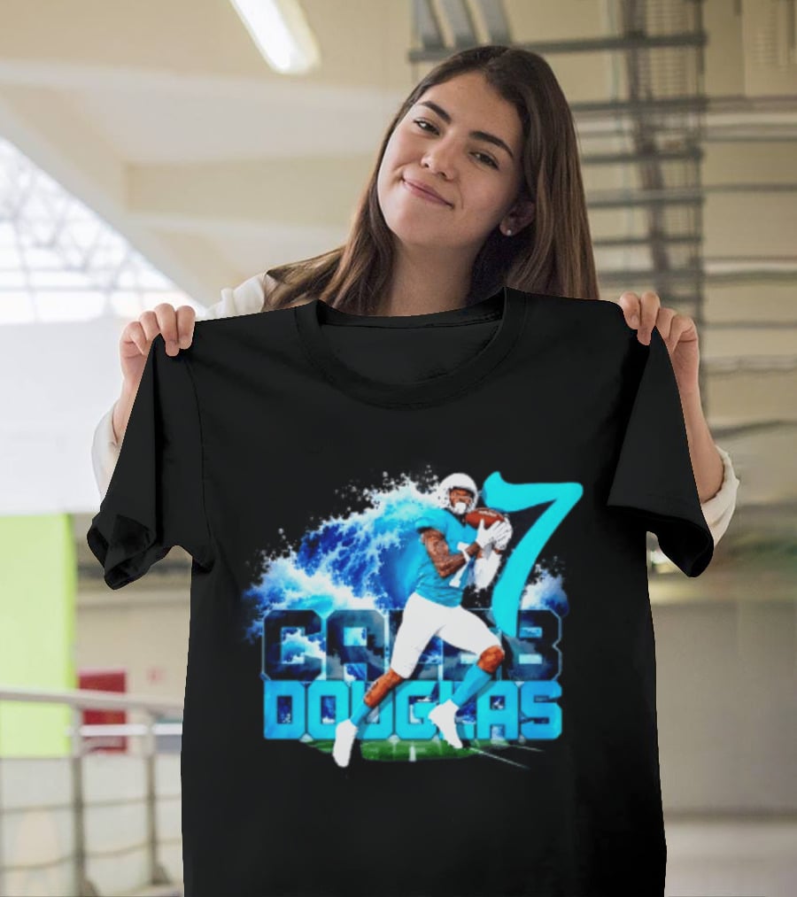Caleb Douglas Miami Dolphins Tidal Wave Football Player Number 7 T-Shirt