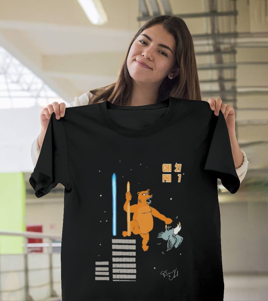 CHI 27 PHI 7 Cartoon Bears Vs Eagles Star Wars T-Shirt