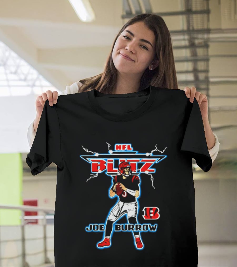 Cincinnati Bengals Joe Burrow NFL Blitz Lightning B T-Shirt