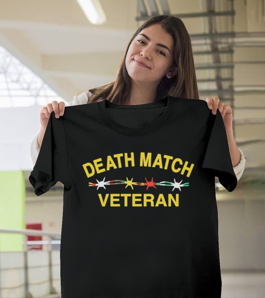 DEATH MATCH VETERAN Gold Stars Red White Green T-Shirt