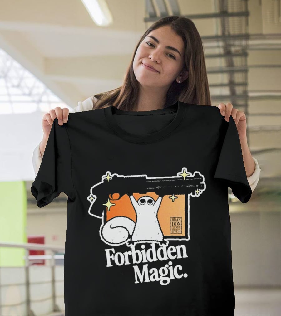 Forbidden Magic Ghost With Shotgun And Sparkles T-Shirt