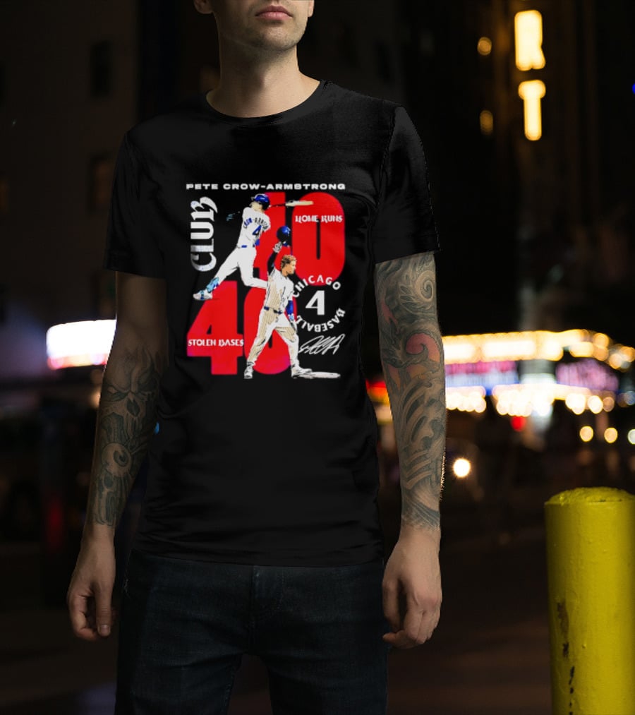 Pete Crow Armstrong Chicago Cubs 40 Home Runs 40 Stolen Bases Club Grunge T-Shirt