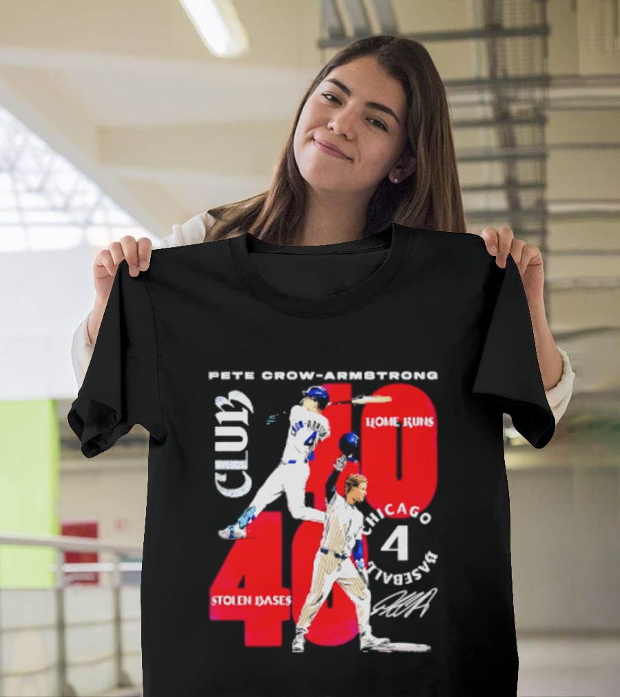 Pete Crow Armstrong Chicago Cubs 40 Home Runs 40 Stolen Bases Club Grunge T-Shirt
