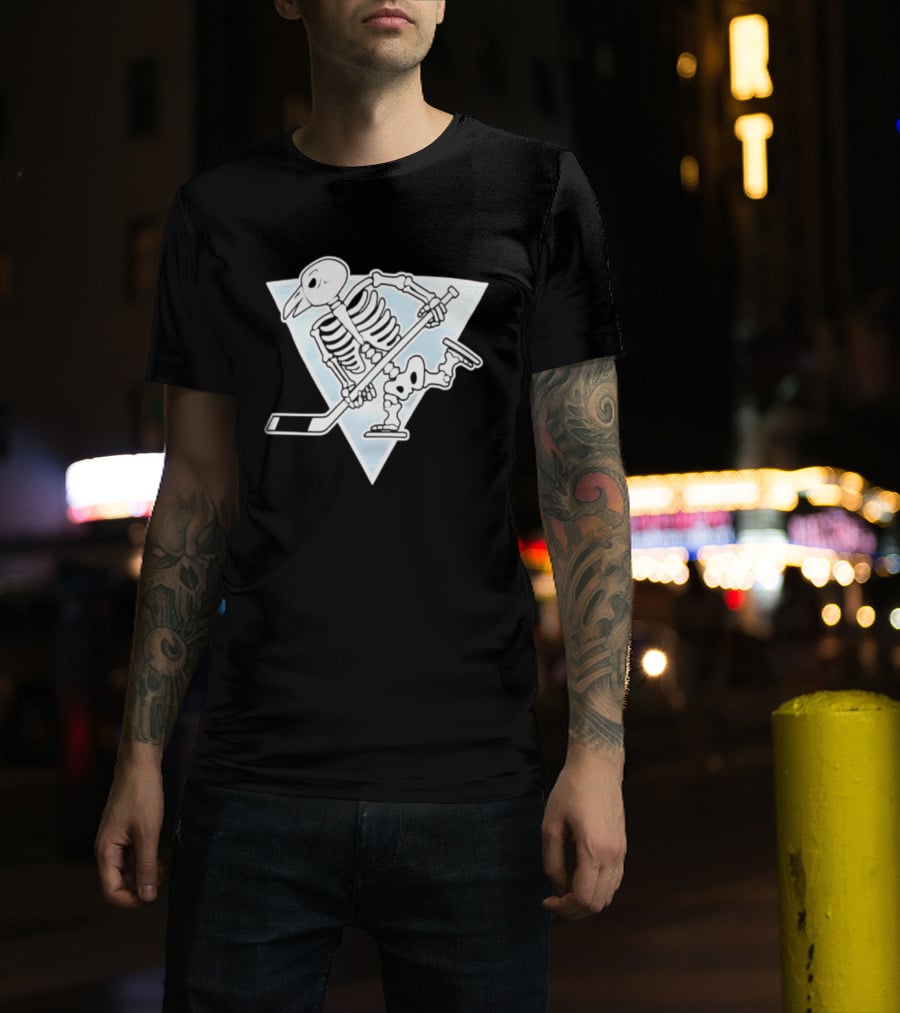 Pittsburgh Penguins Skeleton Bird Hockey Triangle T-Shirt