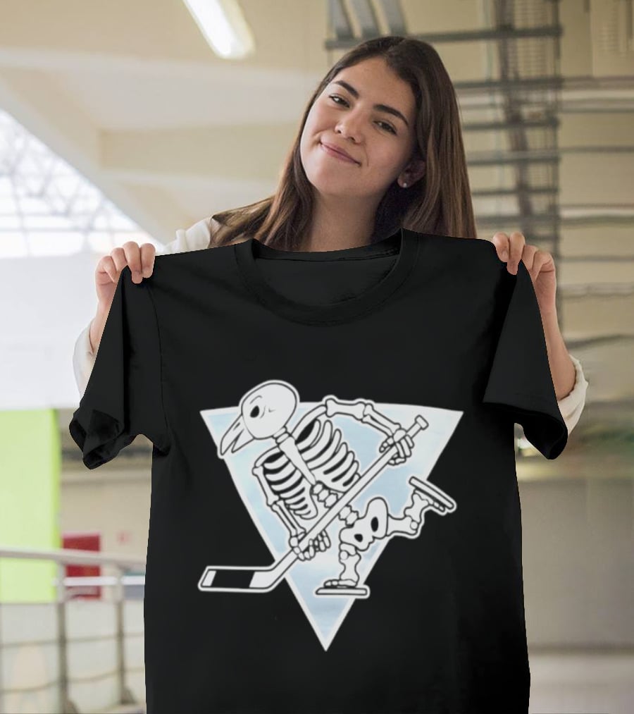 Pittsburgh Penguins Skeleton Bird Hockey Triangle T-Shirt