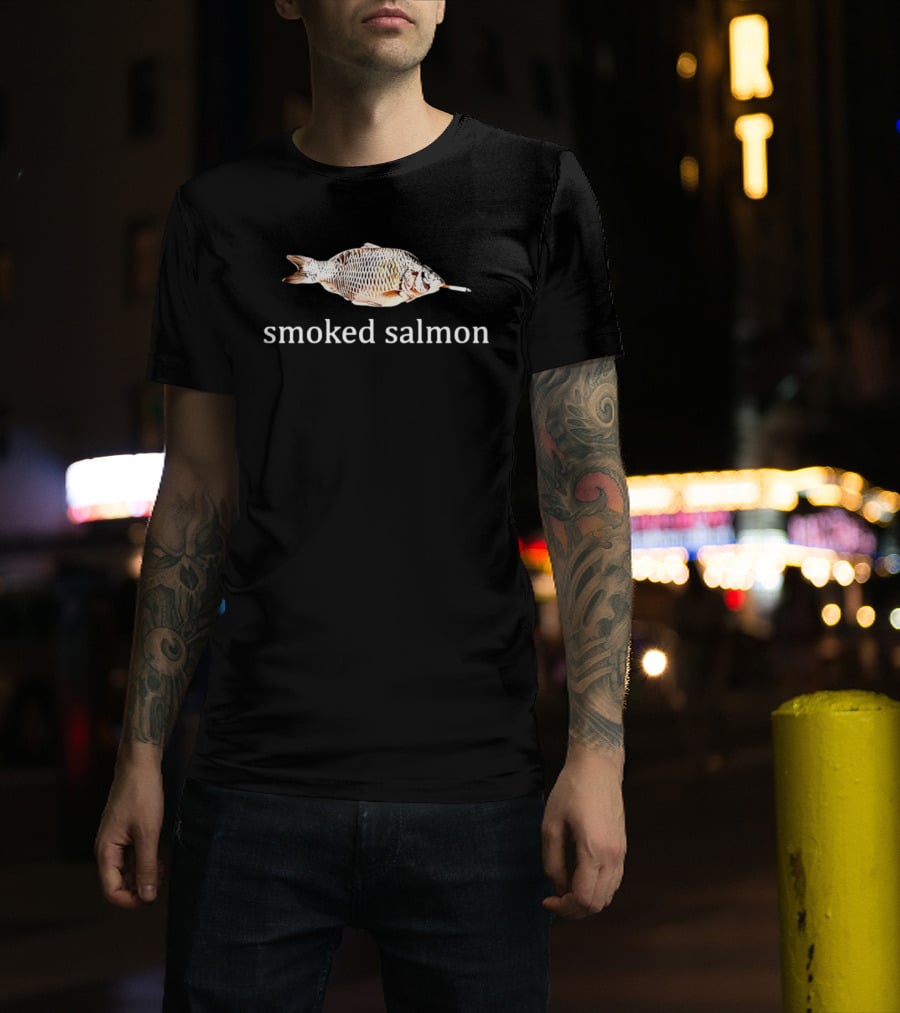 Smoked Salmon Fish With Cigarette Humor T-Shirt