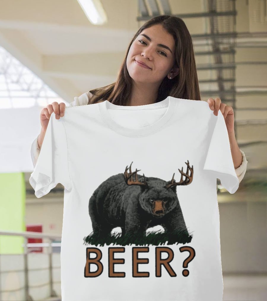 Bear With Antlers Beer T-Shirt