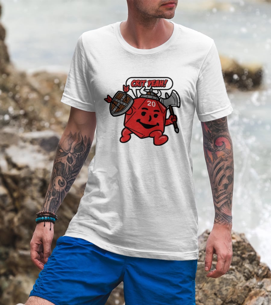 Crit Yeah D20 Viking Dice With Axe And Shield T-Shirt