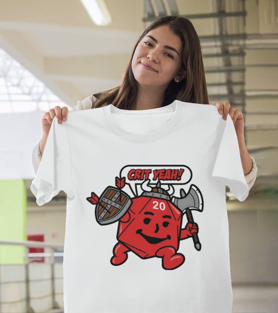 Crit Yeah D20 Viking Dice With Axe And Shield T-Shirt