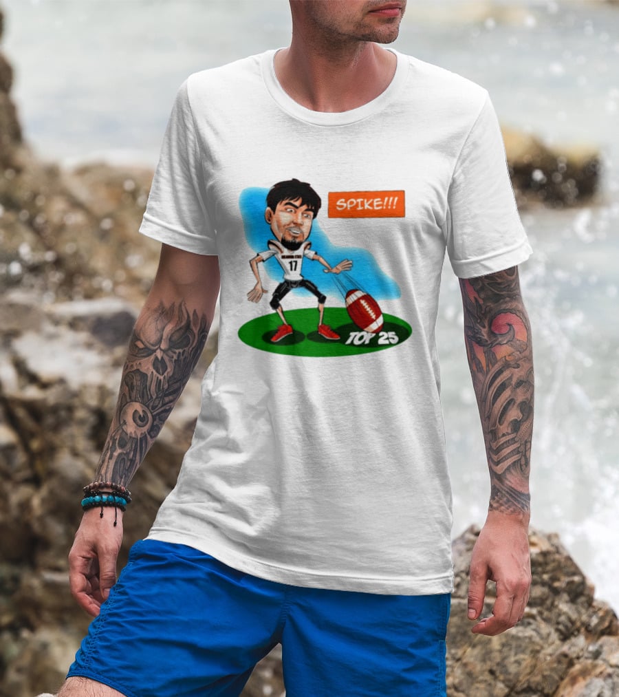 Drew Mestemaker Oklahoma State Football Spike Top 25 Player Caricature T-Shirt