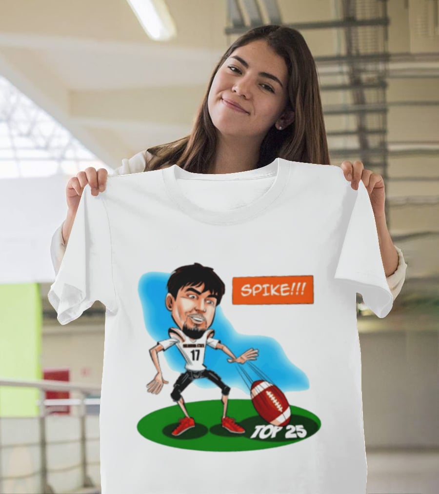 Drew Mestemaker Oklahoma State Football Spike Top 25 Player Caricature T-Shirt
