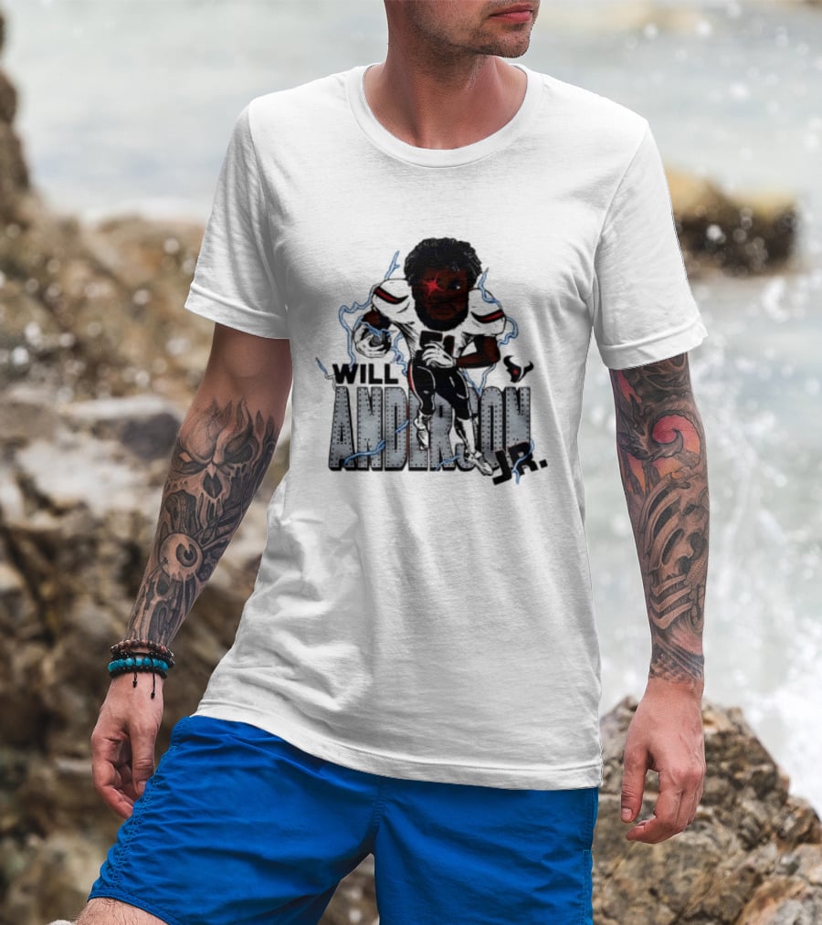 Houston Texans Will Anderson Jr Lightning Caricature Player T-Shirt