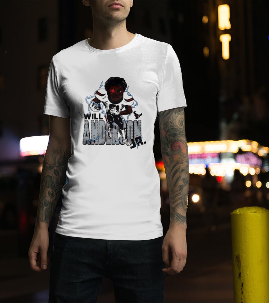 Houston Texans Will Anderson Jr Lightning Caricature Player T-Shirt