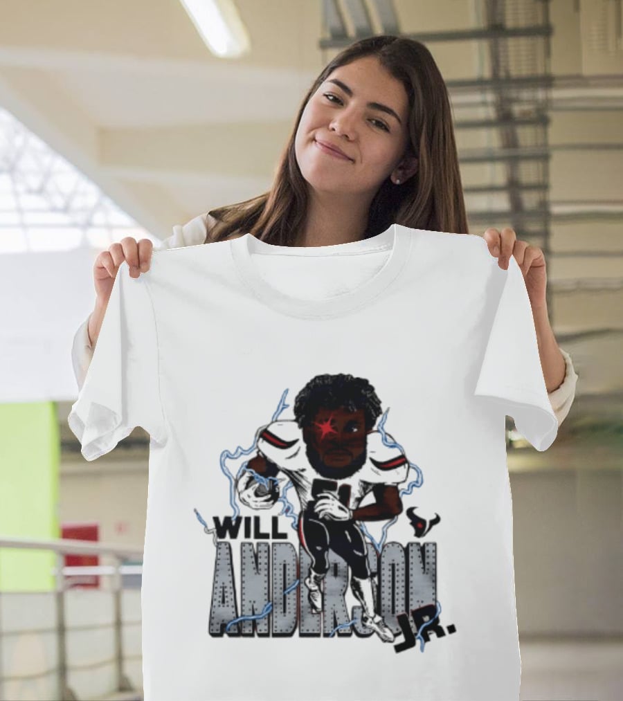 Houston Texans Will Anderson Jr Lightning Caricature Player T-Shirt