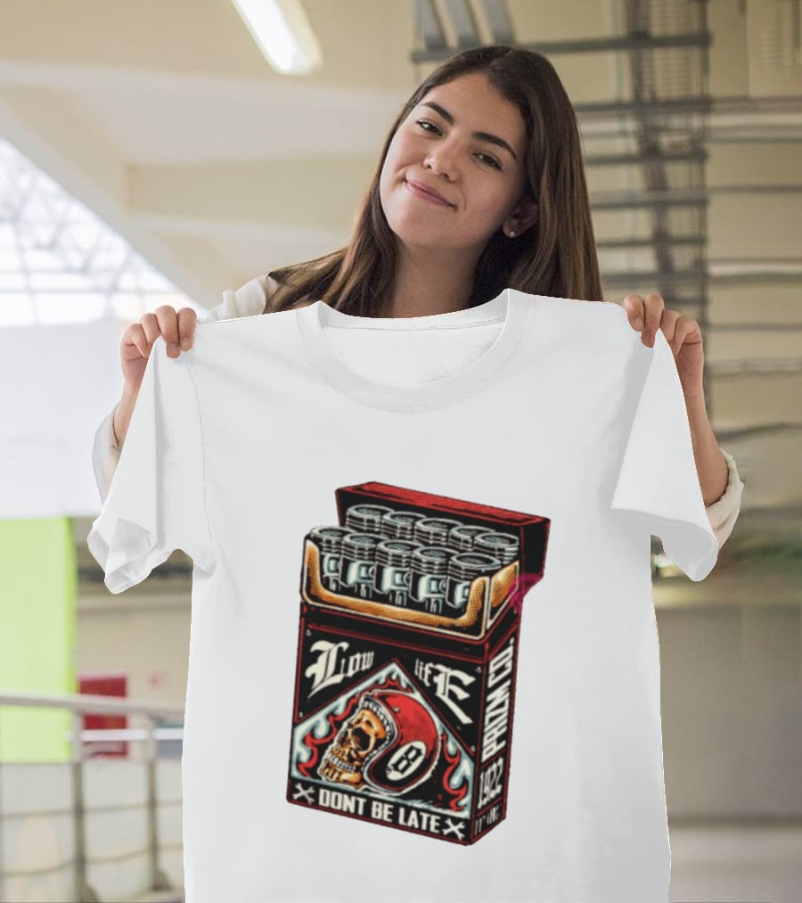 Low Life Prizm Co Don't Be Late Skull Helmet Pistons Pack T-Shirt