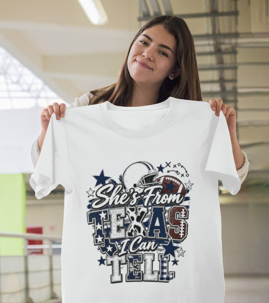 She's From Texas I Can Tell Football Stars Helmets T-Shirt