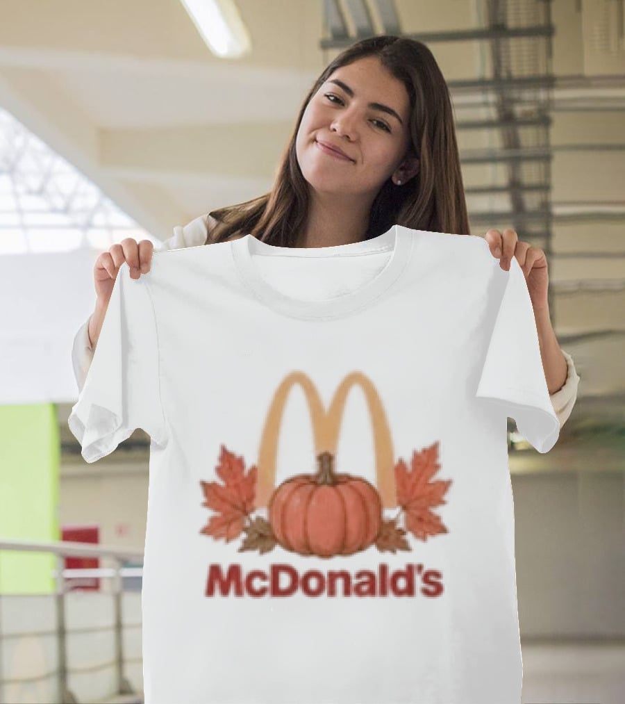 McDonald's Autumn Pumpkin Leaves Thankful Blessed Lovin It T-Shirt