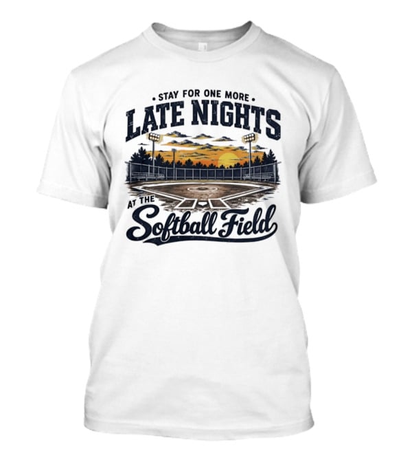 Stay For One More Late Nights At The Softball Field Sunset Scene With Lights T-Shirt