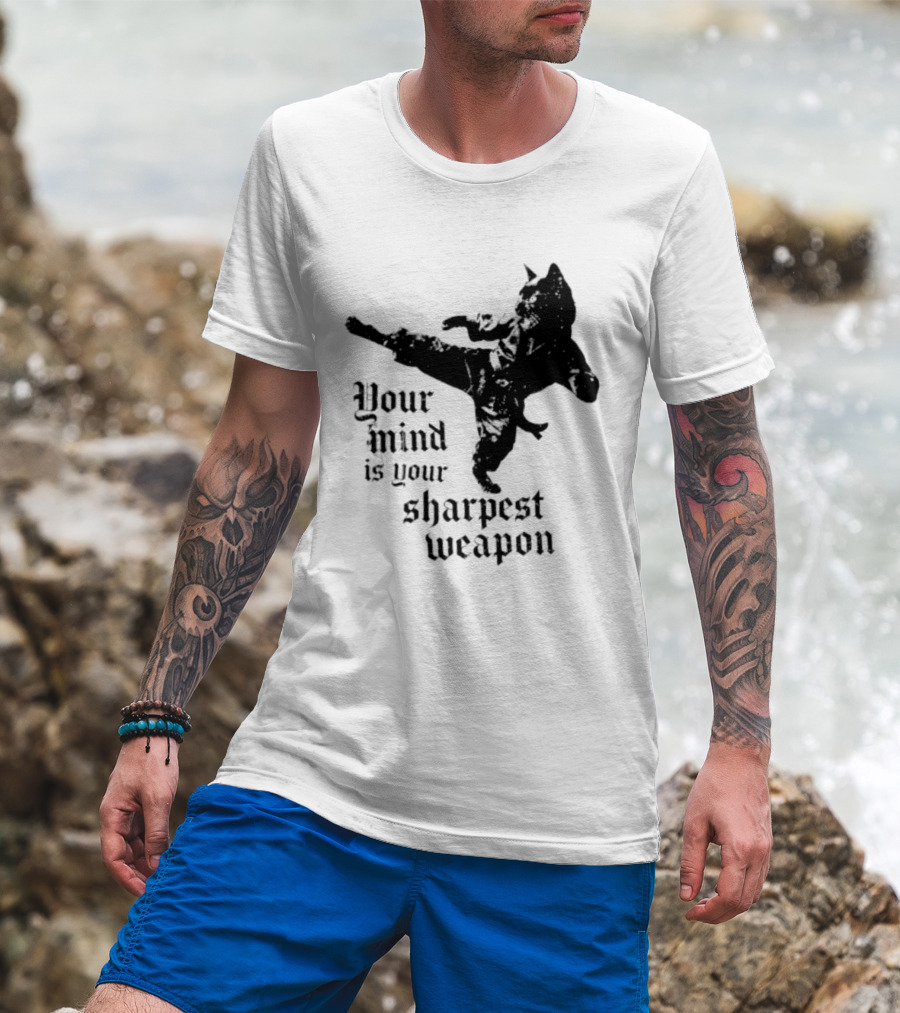 Your Mind Is Your Sharpest Weapon Karate Cat T-Shirt