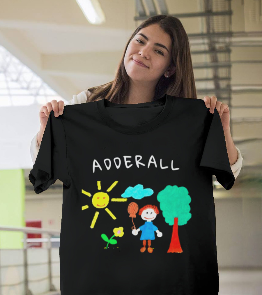 Childhood ADHD Awareness Adderall Child Drawing With Sun And Tree T-Shirt
