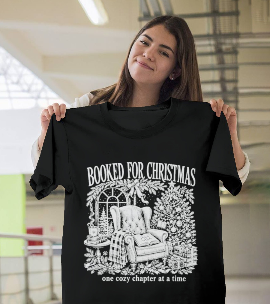 Booked For Christmas Cozy Chapter By The Fireplace T-Shirt