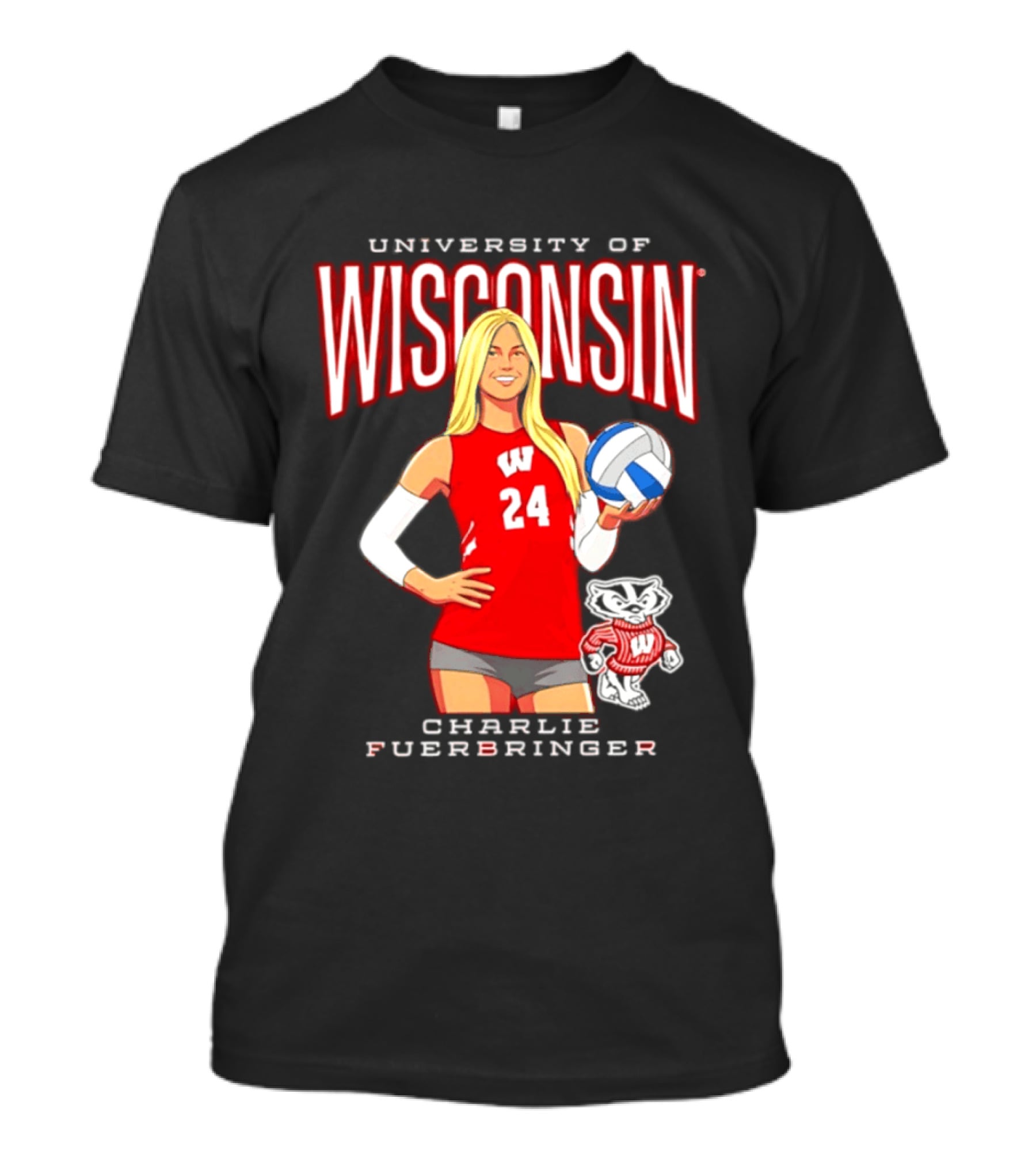 University Of Wisconsin Charlie Fuerbringer Volleyball Wisconsin T-Shirt