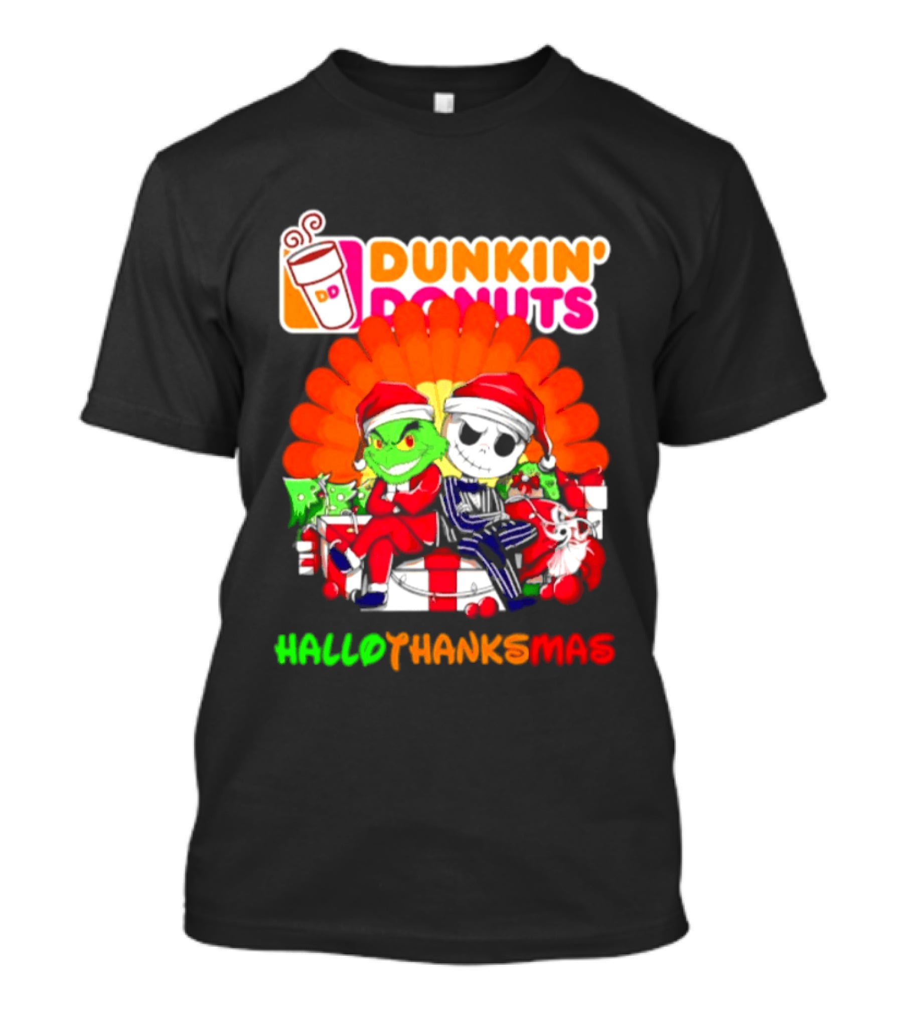 Dunkin' Donuts Grinch Jack Skellington Hallothanksmas 2026 T-Shirt