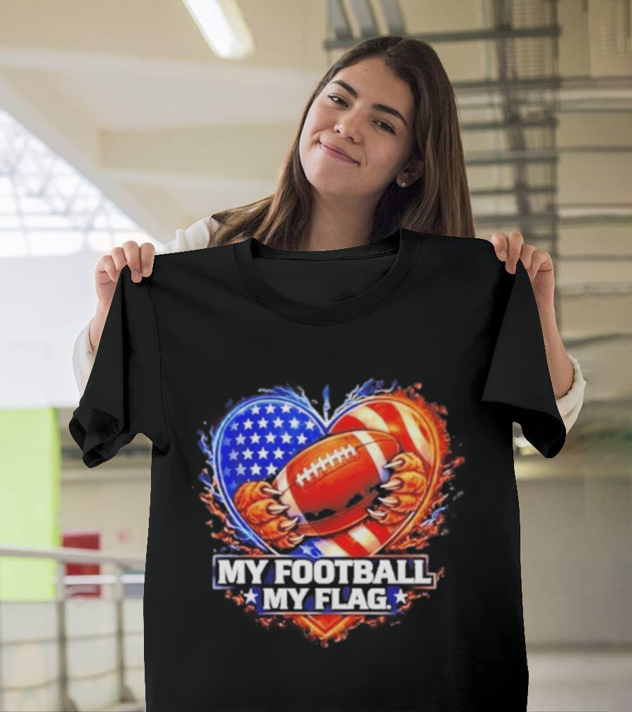 Heart American Football 2026 Season My Football My Flag T-Shirt