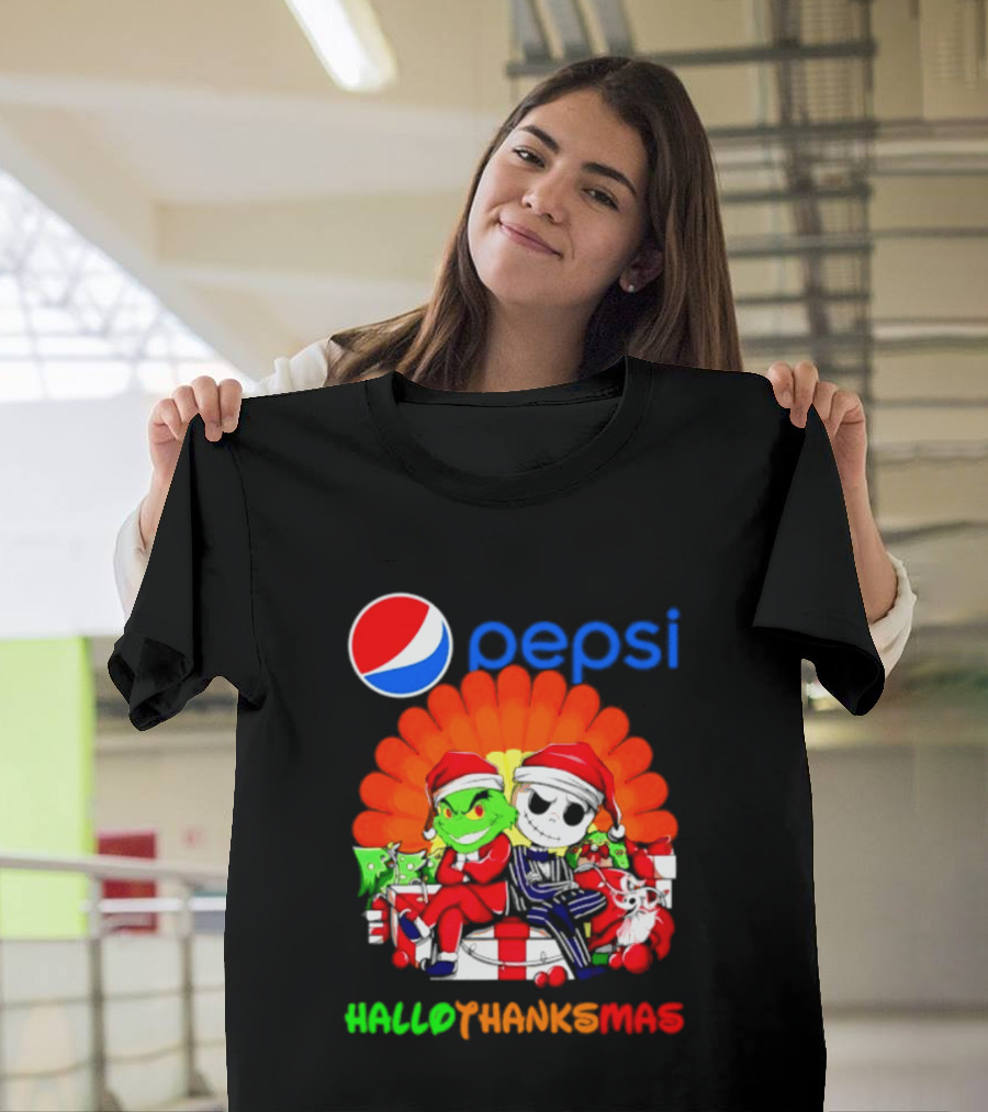 Pepsi Grinch Jack Skellington Hallothanksmas 2026 Holiday Mashup T-Shirt