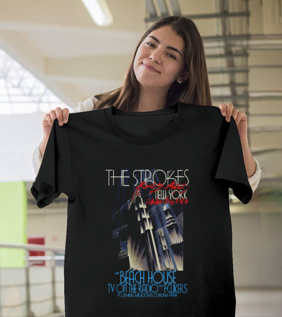 The Strokes October 2 2026 Flushing Meadows Corona Park Queens NY Beach House TV On The Radio Folkers T-Shirt