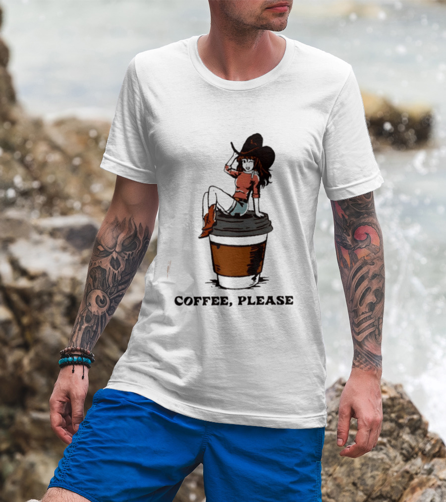 Cowgirl Coffee Please Western Caffeine Cartoon T-Shirt