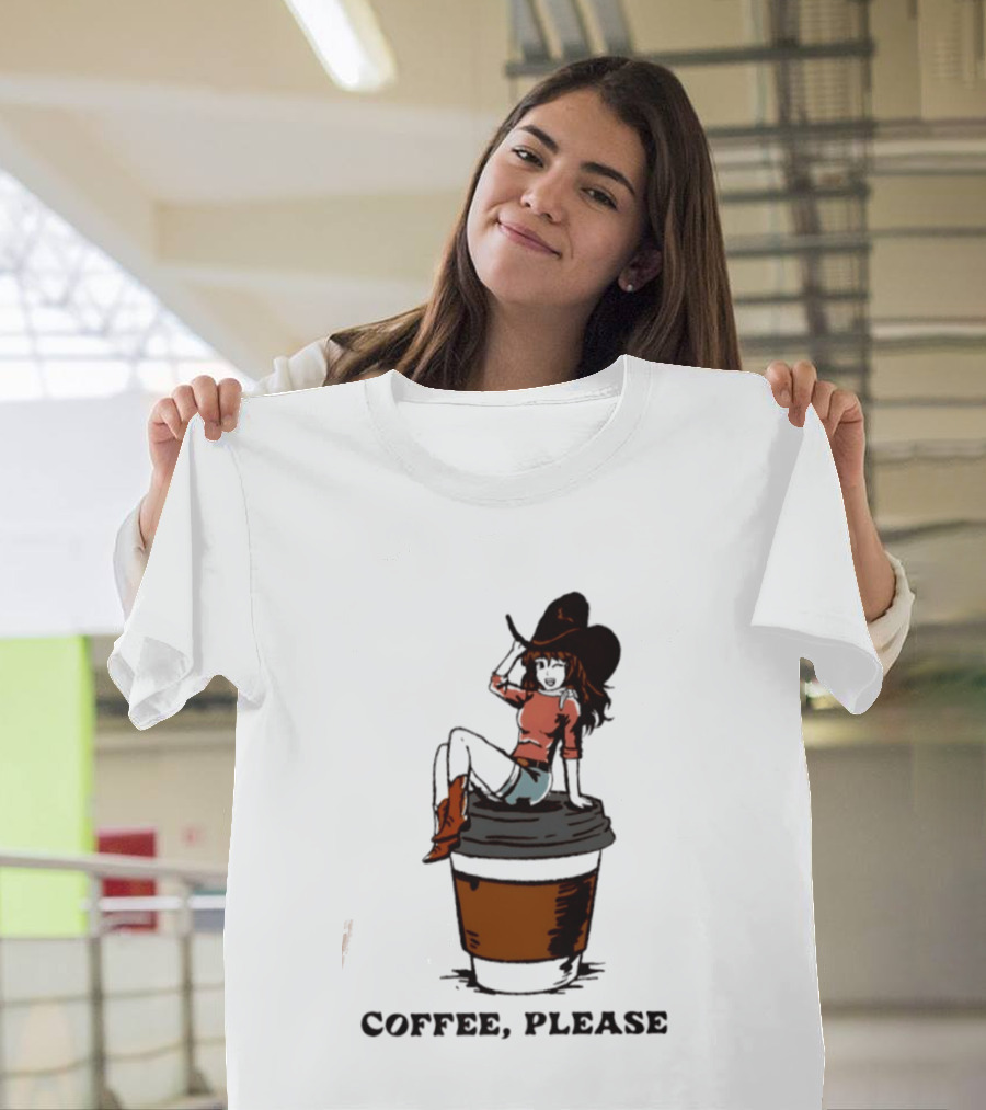 Cowgirl Coffee Please Western Caffeine Cartoon T-Shirt