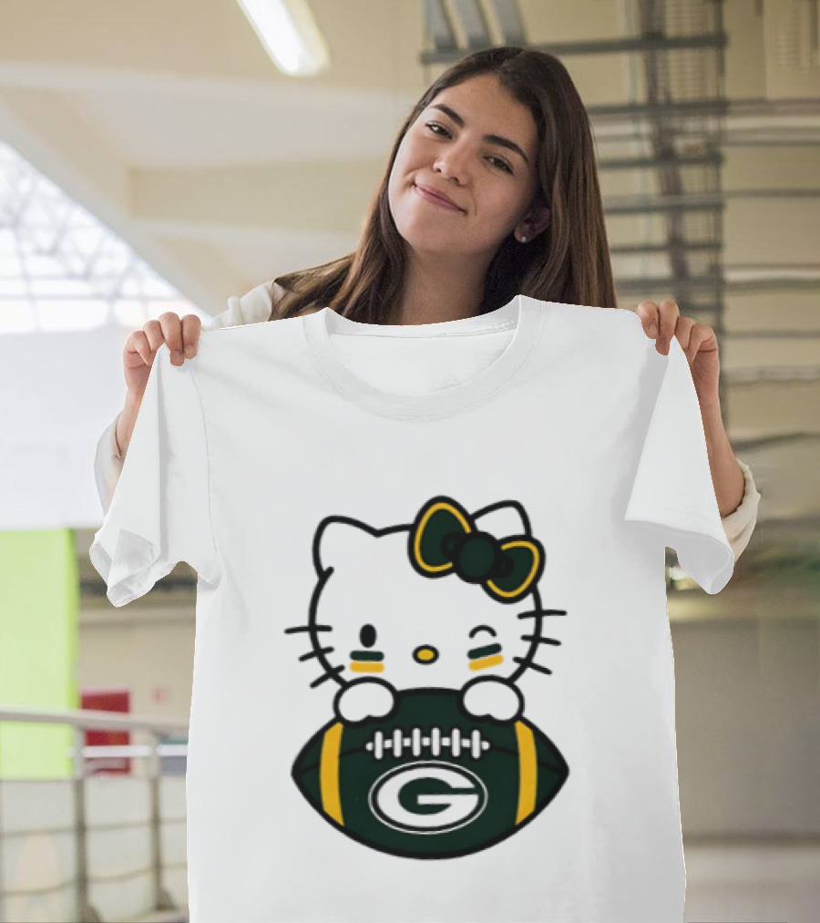 Green Bay Packers Hello Kitty Collaboration 2026 Football Season T-Shirt