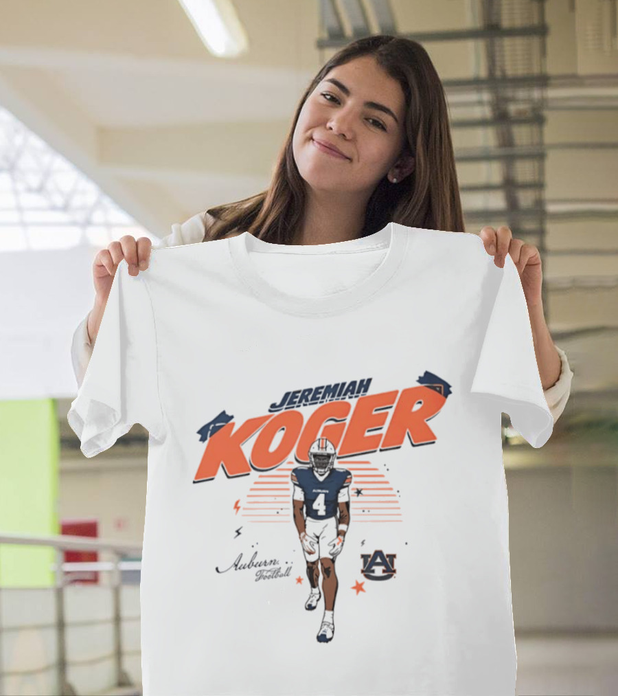 Jeremiah Koger Auburn Tigers NCAA Football Number 4 Helmet Sports Star T-Shirt