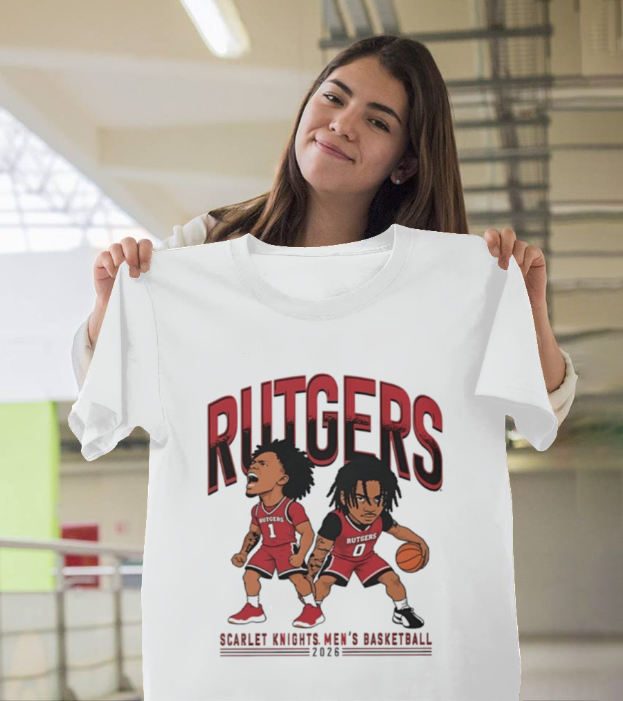 Rutgers Scarlet Knights Men's Basketball 2023 Tariq Francis Jamichael Davis Caricature T-Shirt
