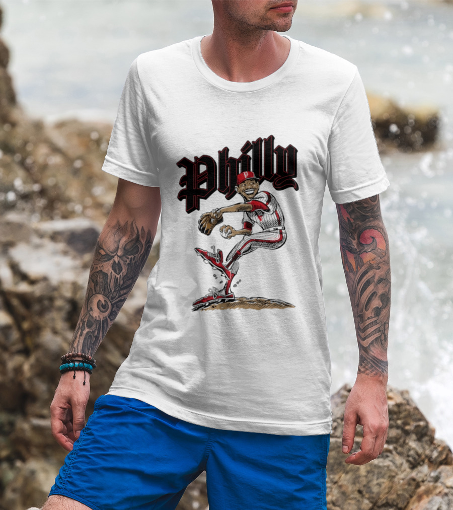 Philly Baseball Player Caricature T-Shirt