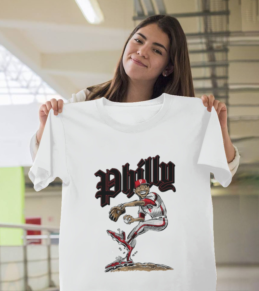 Philly Baseball Player Caricature T-Shirt