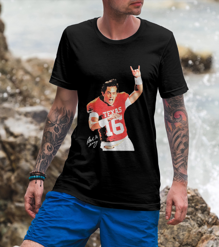 Arch Manning Texas Longhorns 16 Rock Hand Gesture T-Shirt