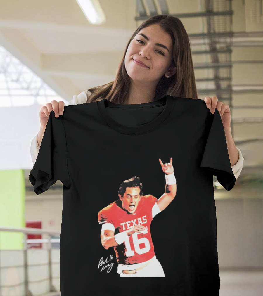 Arch Manning Texas Longhorns 16 Rock Hand Gesture T-Shirt