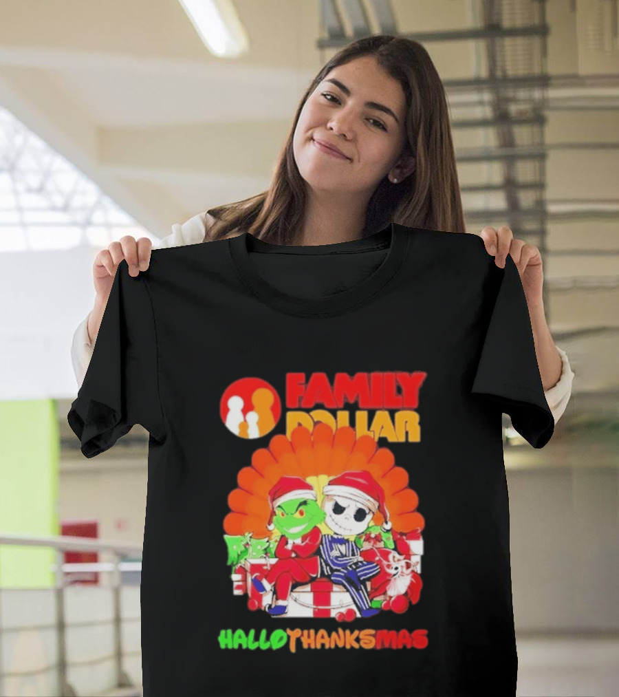 Family Dollar Grinch Jack Skellington Hallothanksmas 2026 T-Shirt