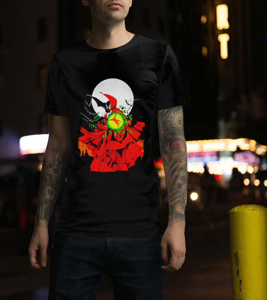 Graveyard Shift Whitegold Industries Spawn Halloween 2026 Full Red Moon T-Shirt