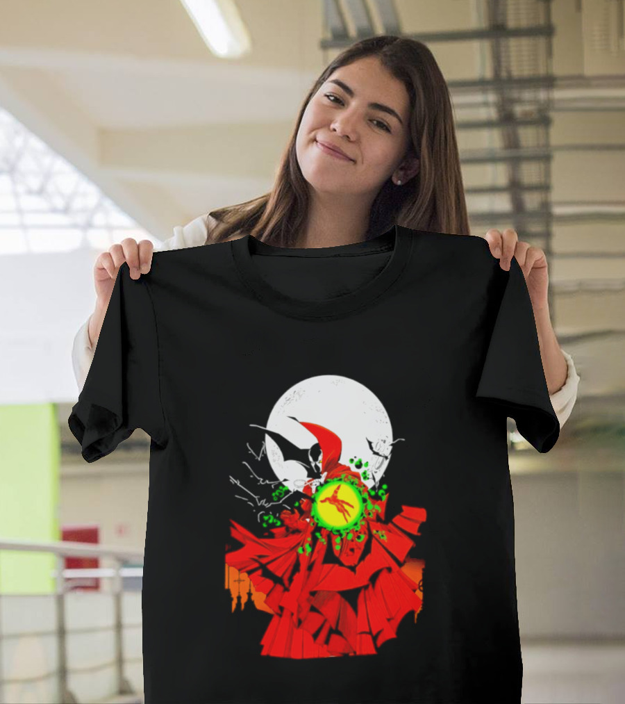 Graveyard Shift Whitegold Industries Spawn Halloween 2026 Full Red Moon T-Shirt