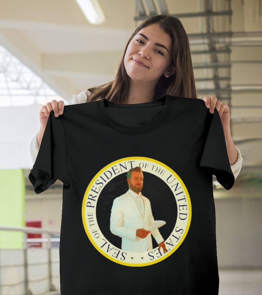 Seal Of The President Of The United States Justin Theroux In White Suit T-Shirt