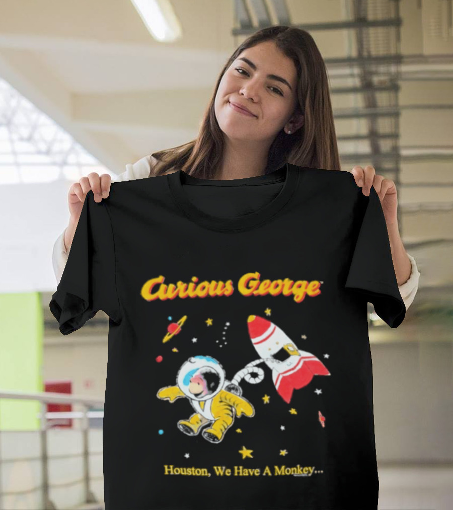 Curious George Astronaut Adventure Houston We Have A Monkey Space Rocket T-Shirt