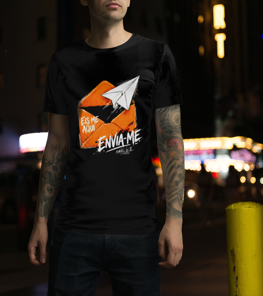 Eis Me Aqui Envia Me Isaias 6 8 Christian Envelope Paper Airplane T-Shirt