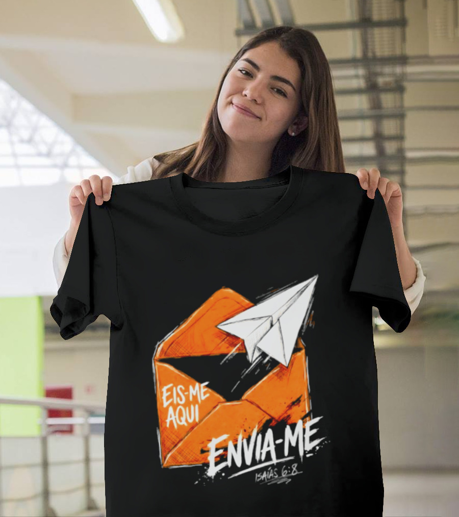 Eis Me Aqui Envia Me Isaias 6 8 Christian Envelope Paper Airplane T-Shirt