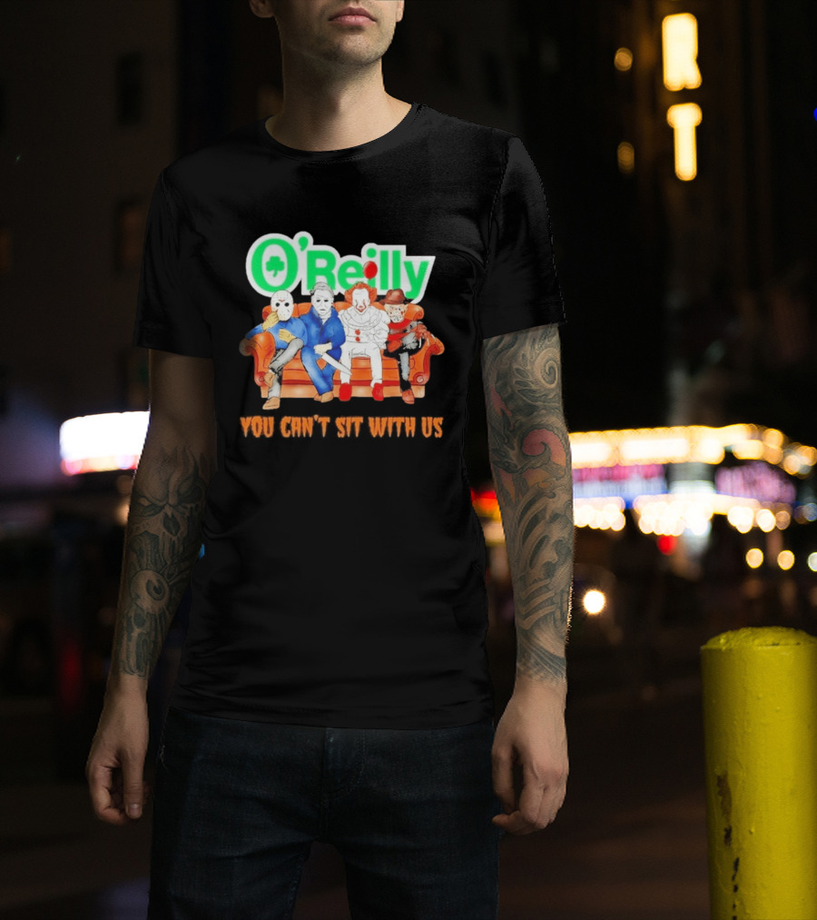 O'Reilly Horror Characters Friends Halloween 2026 You Can't Sit With Us Couch T-Shirt