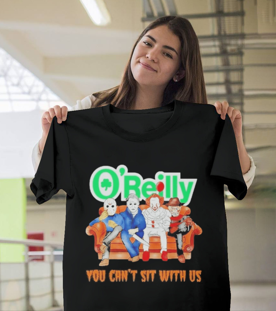 O'Reilly Horror Characters Friends Halloween 2026 You Can't Sit With Us Couch T-Shirt
