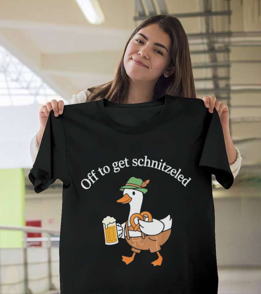 Off To Get Schnitzeled Duck In Lederhosen With Beer And Pretzel T-Shirt